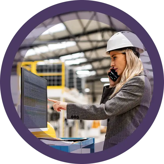 Woman in a manufacturing warehouse