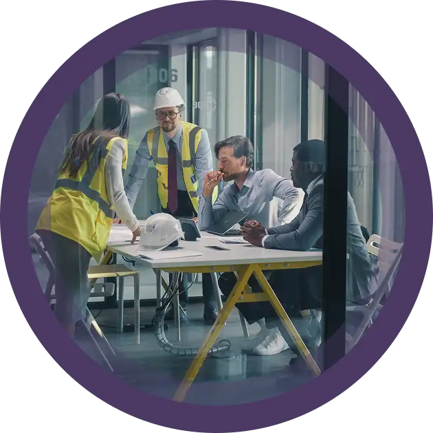 Group of people discussing a project
