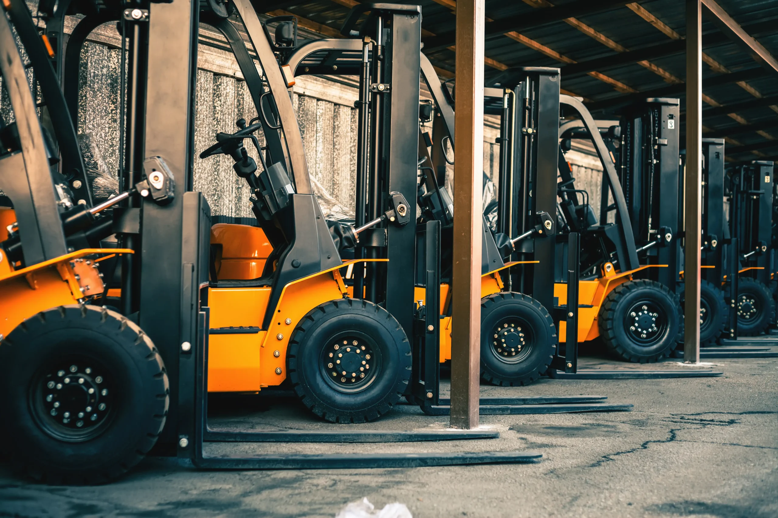 Forklift Trucks all lined up